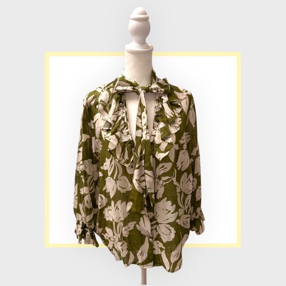 Zara - Green floral Printed blouse - Picture 2 of 4
